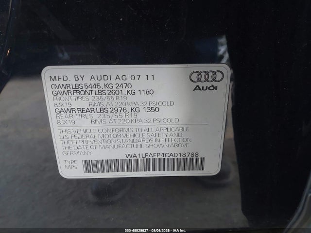 Aukcja sprzedaży 2012 Audi Q5 2.0t Premium, vin: WA1LFAFP4CA018788, numer aukcji: 45829637