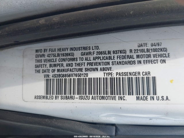 1997 Subaru Legacy Outback/outback Limited მანქანა იყიდება აუქციონზე, vin: 4S3BG6856V7650120, აუქციონის ნომერი: 45829669