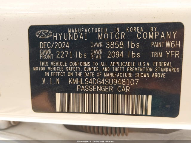 Продаж на аукціоні авто 2025 Hyundai Elantra Sel Convenience, vin: KMHLS4DG4SU948107, номер лоту: 45829672