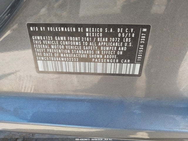 3VWC57BU8KM032232 Volkswagen Jetta 1.4t R-line/1.4t S/1.4t Se