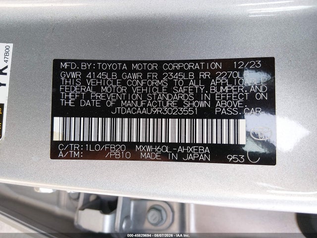 Toyota Prius Le 2024 JTDACAAU9R3023551 Image 9