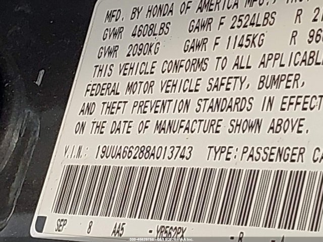 Продаж на аукціоні авто 2008 Acura Tl 3.2, vin: 19UUA66288A013743, номер лоту: 45829758
