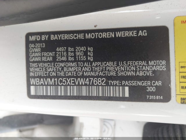 Продажа на аукционе авто 2014 Bmw X1 Sdrive28i, vin: WBAVM1C5XEVW47682, номер лота: 45829779