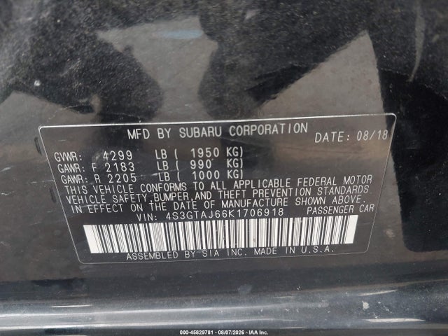 Aukcja sprzedaży 2019 Subaru Impreza 2.0i Sport, vin: 4S3GTAJ66K1706918, numer aukcji: 45829781