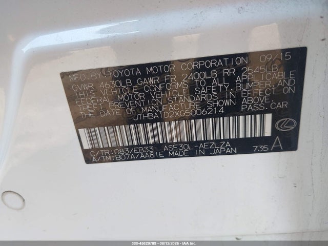 Lexus IS 200T 2016 JTHBA1D2XG5006214 Image 9