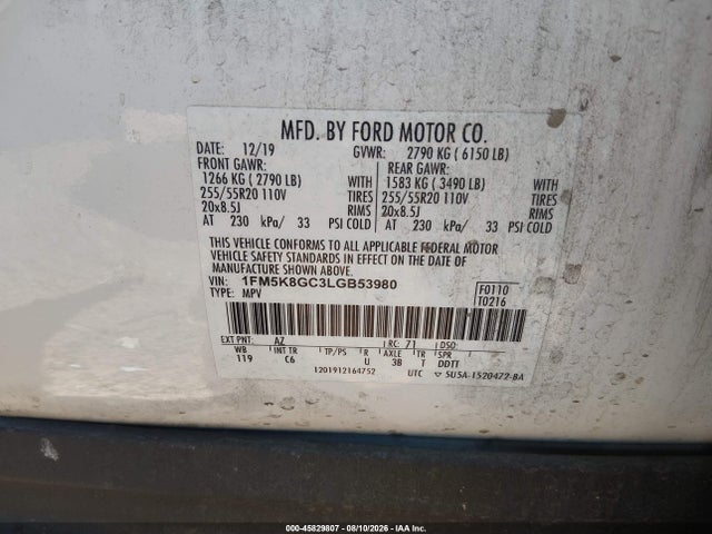 Ford Explorer St 2020 1FM5K8GC3LGB53980 Image 9