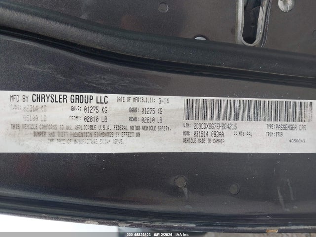45829823 :رقم المزاد ، 2C3CDXBG7EH264215 vin ، 2014 Dodge Charger Se مزاد بيع