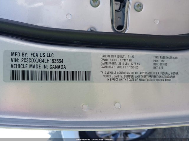 Продажа на аукционе авто 2020 Dodge Charger Sxt Awd, vin: 2C3CDXJG4LH193554, номер лота: 45829842