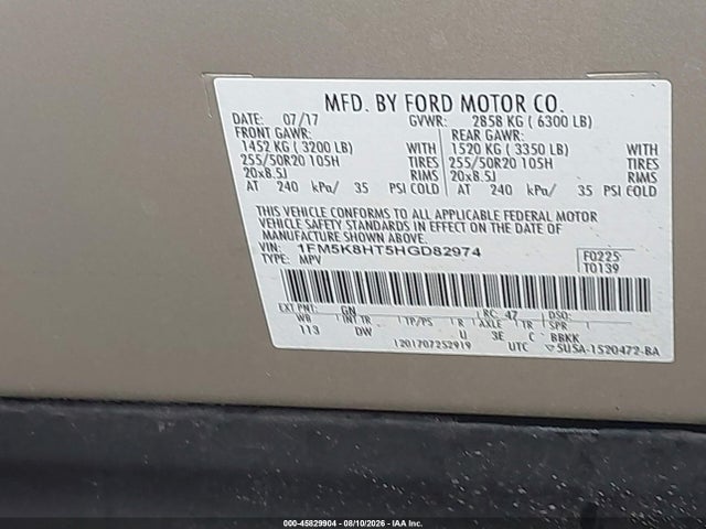 Ford Explorer Platinum 2017 1FM5K8HT5HGD82974 Image 17