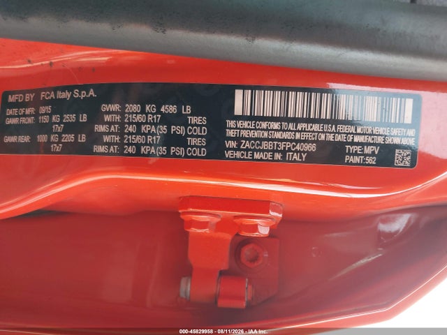 Jeep Renegade Latitude 2015 ZACCJBBT3FPC40966 Image 9