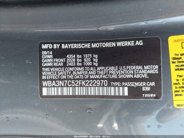 2015 Bmw 428i მანქანა იყიდება აუქციონზე, vin: WBA3N7C52FK222970, აუქციონის ნომერი: 45829963
