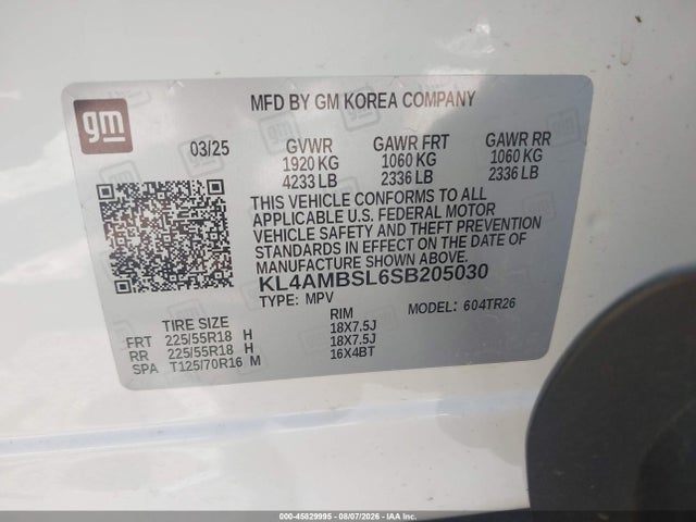 Aukcja sprzedaży 2025 Buick Encore Gx Preferred Fwd, vin: KL4AMBSL6SB205030, numer aukcji: 45829995