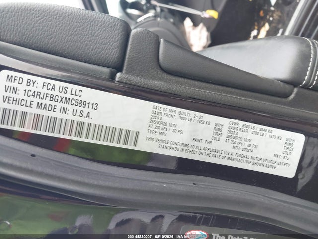 Продаж на аукціоні авто 2021 Jeep Grand Cherokee 80th Anniversary 4x4, vin: 1C4RJFBGXMC589113, номер лоту: 45830007