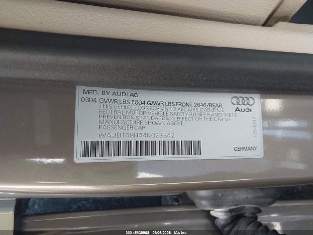 Продаж на аукціоні авто 2004 Audi A4 3.0, vin: WAUDT48H44K023542, номер лоту: 45830008