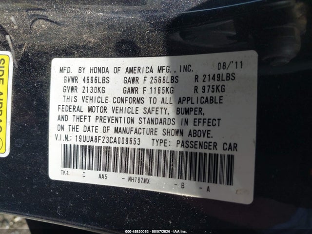 Продаж на аукціоні авто 2012 Acura Tl 3.5, vin: 19UUA8F23CA009653, номер лоту: 45830053