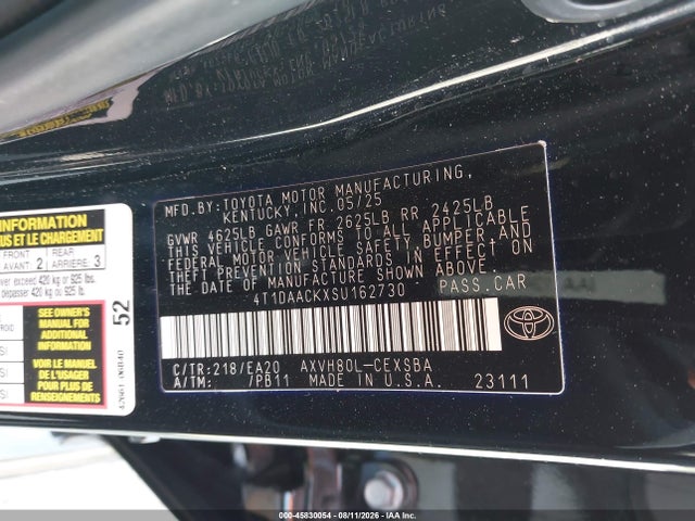 4T1DAACKXSU162730 Toyota CAMRY SE