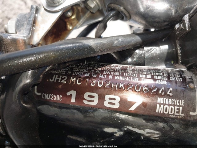 Aukcja sprzedaży 1987 Honda Cmx250 C, vin: JH2MC1302HK206244, numer aukcji: 45830059