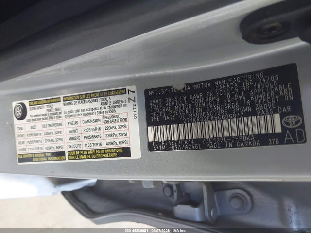 Продажа на аукционе авто 2006 Toyota Matrix, vin: 2T1KR32E86C606847, номер лота: 45830081