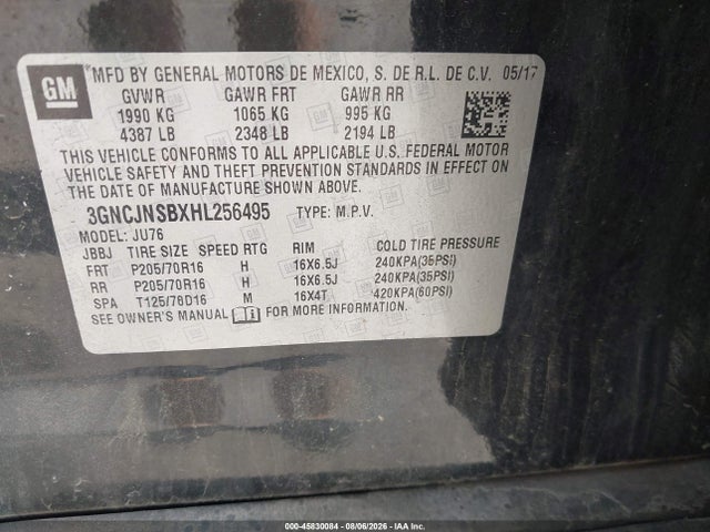 Chevrolet TRAX LS 2017 3GNCJNSBXHL256495 Image 9