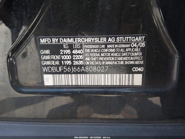 Продажа на аукционе авто 2006 Mercedes-benz E 350, vin: WDBUF56J66A808027, номер лота: 45830093