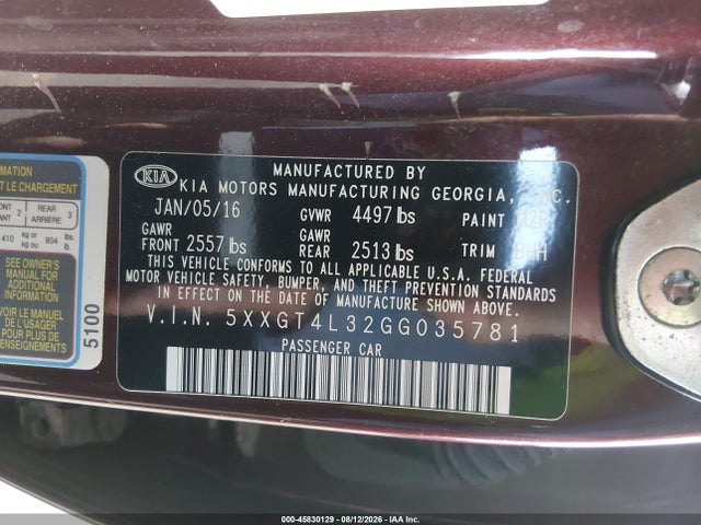 KIA Optima Lx 2016 5XXGT4L32GG035781 Image 9