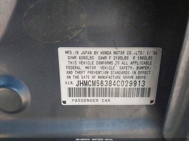 Продажа на аукционе авто 2004 Honda Accord 2.4 Lx, vin: JHMCM56384C029913, номер лота: 45830167
