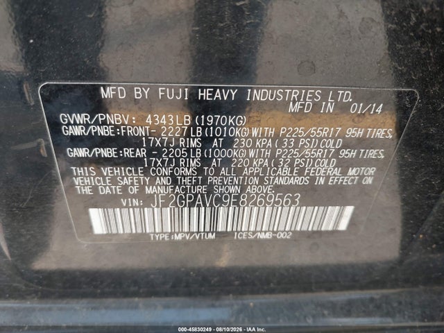 JF2GPAVC9E8269563 Subaru Xv Crosstrek 2.0i Premium