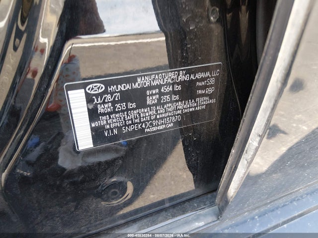 Продажа на аукционе авто 2022 Hyundai Sonata N Line, vin: 5NPEK4JC9NH137870, номер лота: 45830284