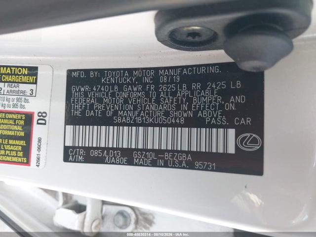 Lexus ES 350 2019 58ABZ1B13KU050448 Image 9