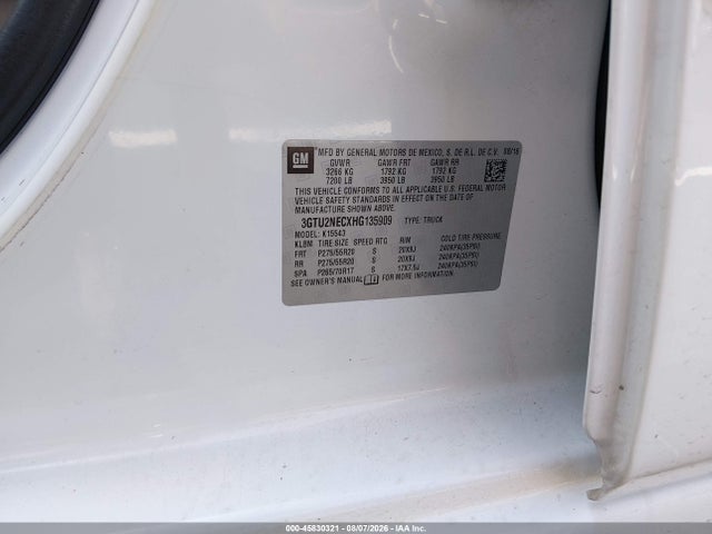 Продажа на аукционе авто 2017 Gmc Sierra 1500 Slt, vin: 3GTU2NECXHG135909, номер лота: 45830321