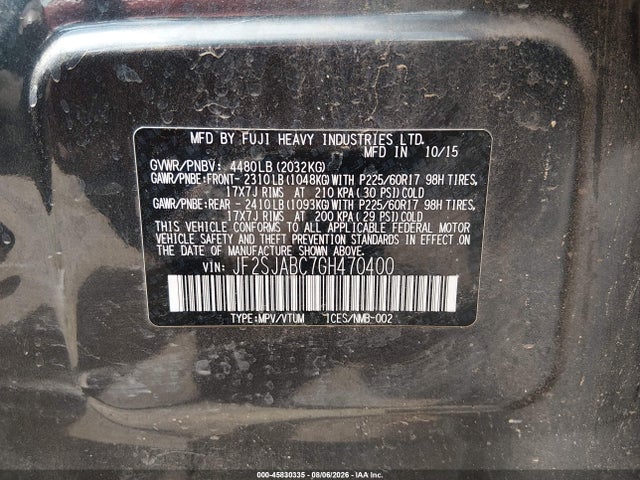 Subaru Forester 2.5i 2016 JF2SJABC7GH470400 Image 9