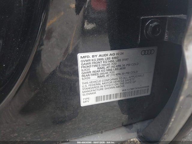 2025 Audi Q7 Premium Plus 45 Tfsi Quattro Tiptronic მანქანა იყიდება აუქციონზე, vin: WA1LCBF7XSD000856, აუქციონის ნომერი: 45830360