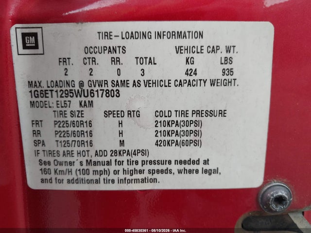 Продаж на аукціоні авто 1998 Cadillac Eldorado Touring, vin: 1G6ET1295WU617803, номер лоту: 45830361