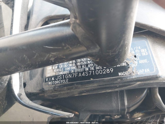 45830367 :رقم المزاد ، JS1GN7FA4S7100289 vin ، 2025 Suzuki Gsx-r600 مزاد بيع
