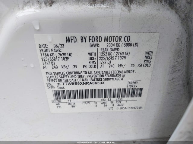 Ford Maverick Xl 2022 3FTTW8E9XNRA86393 Image 9