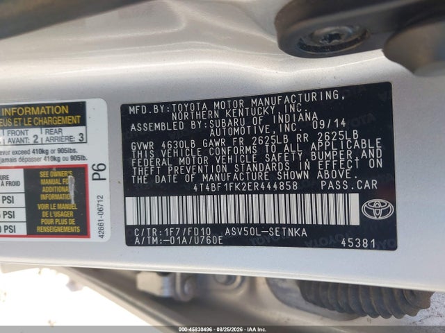Aukcja sprzedaży 2014 Toyota Camry Le, vin: 4T4BF1FK2ER444858, numer aukcji: 45830496