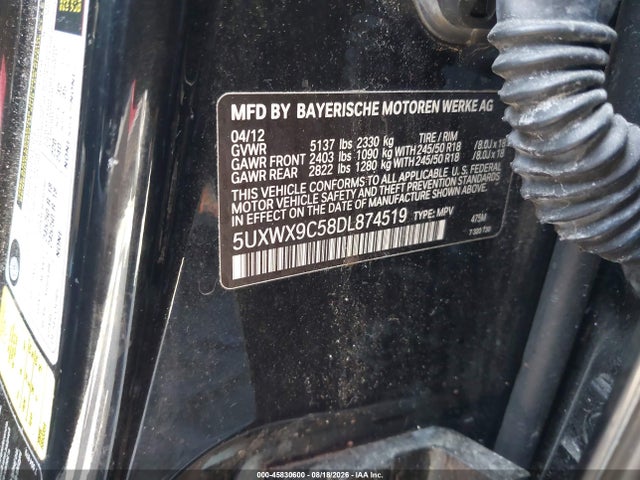 Aukcja sprzedaży 2013 Bmw X3 Xdrive28i, vin: 5UXWX9C58DL874519, numer aukcji: 45830600