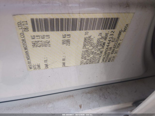 2012 Nissan Altima 2.5 S მანქანა იყიდება აუქციონზე, vin: 1N4AL2APXCN444132, აუქციონის ნომერი: 45830617