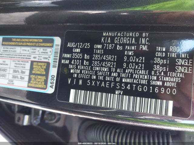 KIA Ev9 Gt-line 2026 5XYAEFS54TG016900 Image 9