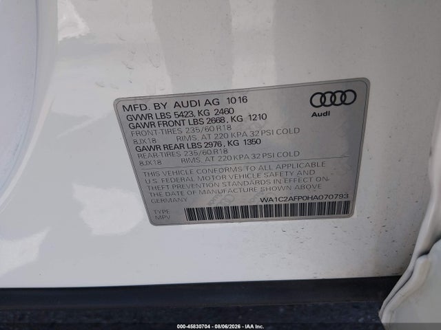 WA1C2AFP0HA070793 Audi Q5 2.0t Premium
