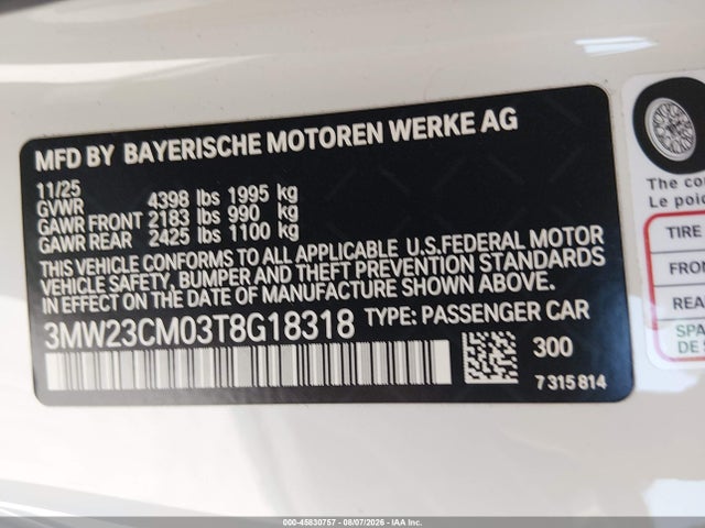 3MW23CM03T8G18318 BMW 230I
