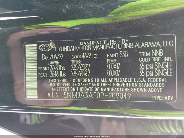 2023 Hyundai Tucson Se მანქანა იყიდება აუქციონზე, vin: 5NMJA3AE0PH209049, აუქციონის ნომერი: 45830766