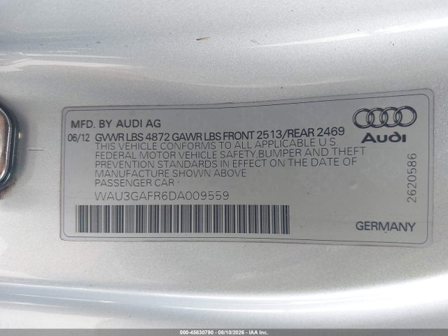 45830790 :رقم المزاد ، WAU3GAFR6DA009559 vin ، 2013 Audi S5 3.0t Premium Plus مزاد بيع