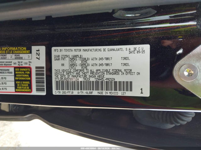 Auction sale of the 2025 Toyota Tacoma Sr5, vin: 3TYLB5JN2ST097124, lot number: 45830884