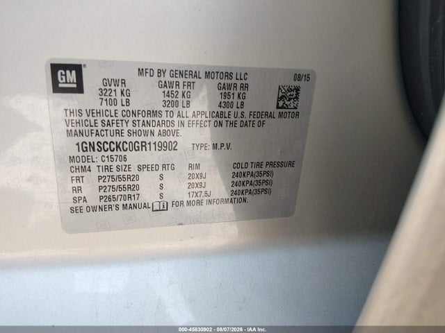 1GNSCCKC0GR119902 Chevrolet Tahoe Ltz