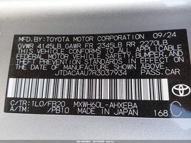 Toyota Prius Le 2024 JTDACAAU7R3037934 Image 9