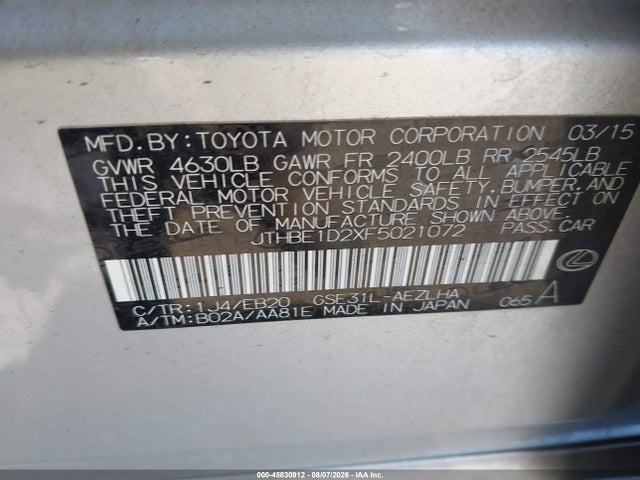 Lexus IS 350 2015 JTHBE1D2XF5021072 Image 9