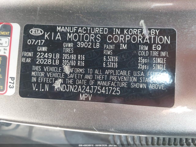 Aukcja sprzedaży 2018 Kia Soul, vin: KNDJN2A24J7541725, numer aukcji: 45830915