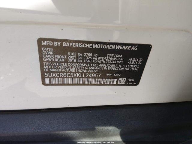 Продажа на аукционе авто 2019 Bmw X5 Xdrive40i, vin: 5UXCR6C5XKLL24957, номер лота: 45830960