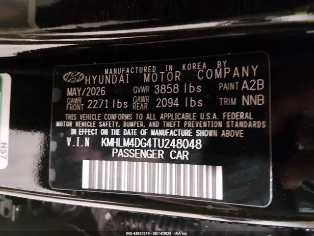 KMHLM4DG4TU248048 Hyundai Elantra Sel Sport
